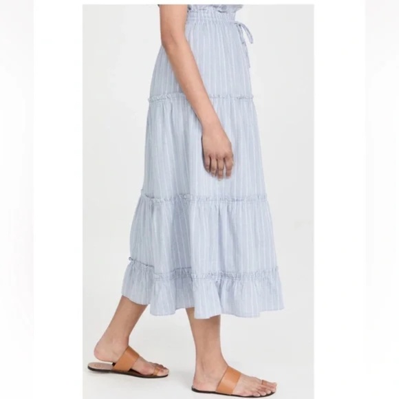 Madewell Striped Pull-On Ruffle Tiered Maxi Skirt - Picture 2 of 5